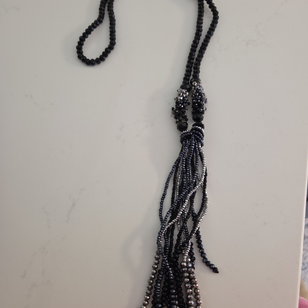 Elegant Black Beaded Necklace